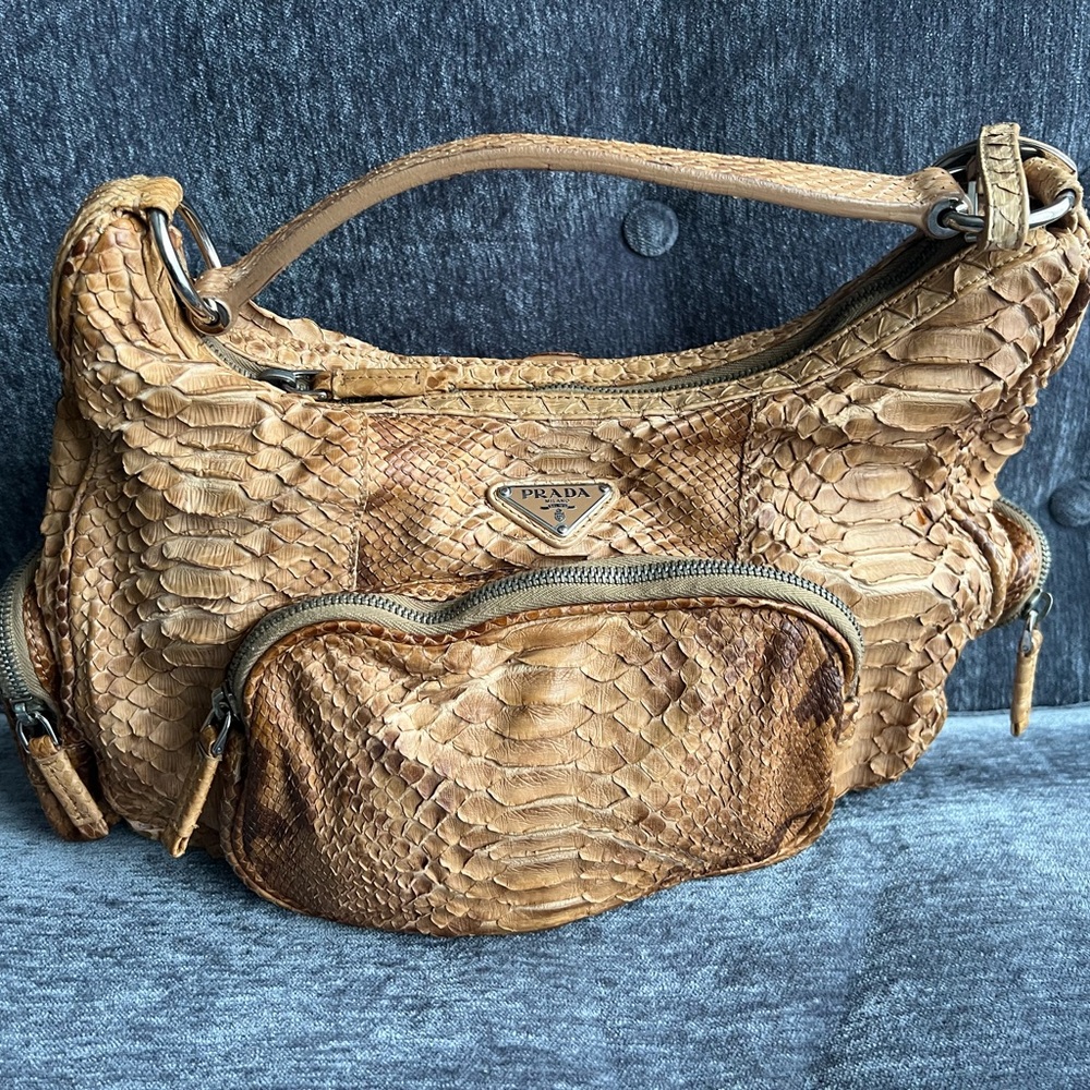 Authentic Prada Brown Real Python Skin Leather In… - image 4